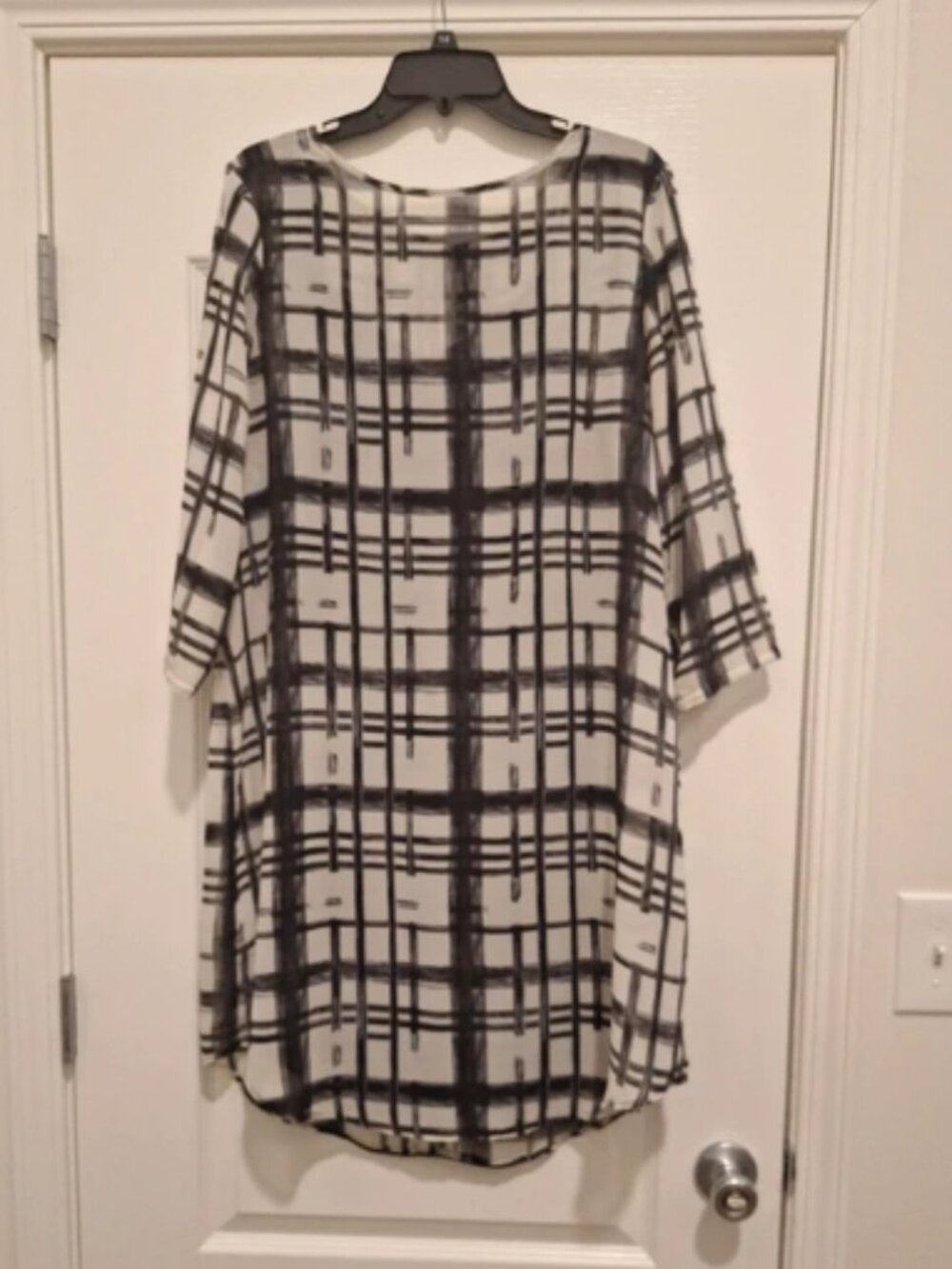 Danilo Boutique Black and White Abstract Plaid Dress Size 14